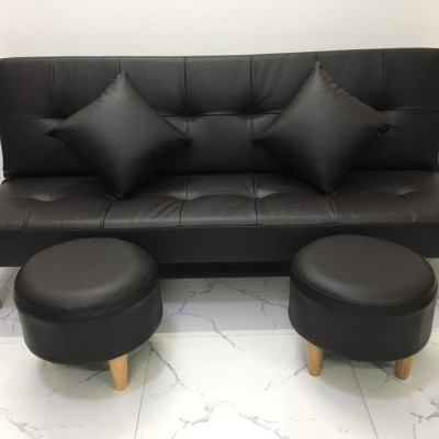 Sofa bed, sofa giường màu đen và 2 đôn tròn SB14