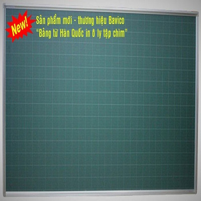 Bảng từ xanh viết phấn kẻ 4 ô ly Bavico KT 1.2x1.4m