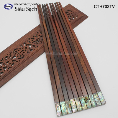 Đũa gỗ Trắc đầu ốc Bào Ngư nhập khẩu Úc (Hộp 10 Đôi) CTH703TV - Tặng kèm hộp đẹp làm quà biếu - Đũa siêu sạch