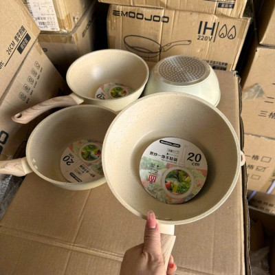 Chảo Chống Dính Bếp Từ Vân Đá Kiểu Nhật 20-30cm, Đáy Từ Ceramic Cán Gỗ [Hàng Loại Một] - HÀNG CHÍNH HÃNG MINIIN