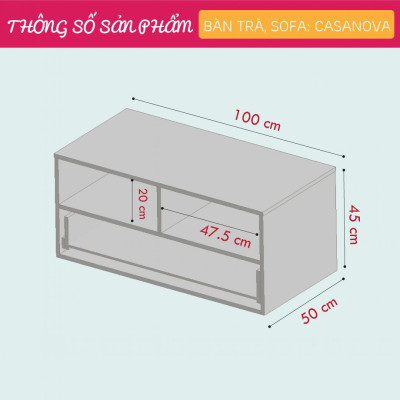 Bàn trà bằng gỗ phòng khách thiết kế tiện dụng SMLIFE Casanova
