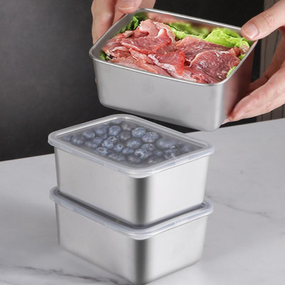 Combo 5 Hộp INOX Vuông Bé Đựng Thực Phẩm Kèm Nắp Đựng Thực Phẩm Tủ Lạnh