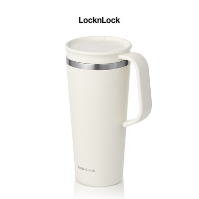 Ly giữ nhiệt LocknLock Daily Handle Tumbler màu ngà LHC4330IVY 600ml, Hàng chính hãng, nắp trượt tích hợp tay cầm - JoyMall