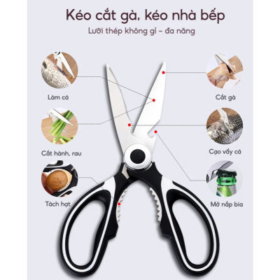 COMBO 2 Kéo Nhà Bếp Cắt Gà, Mổ Cá Đa Năng Thép Không Gỉ