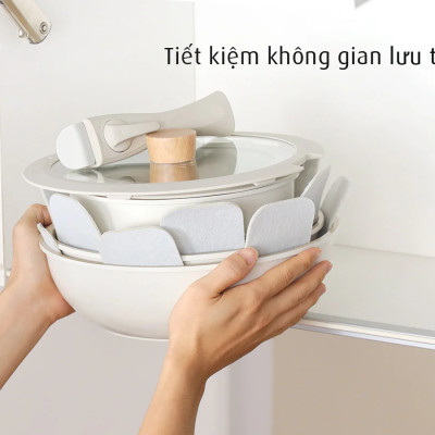 Bộ 3 nồi chảo cán rời Neoflam Hàn Quốc.Bao gồm, nồi 20cm, chảo chiên 24cm, chảo xào đa năng 26cm.