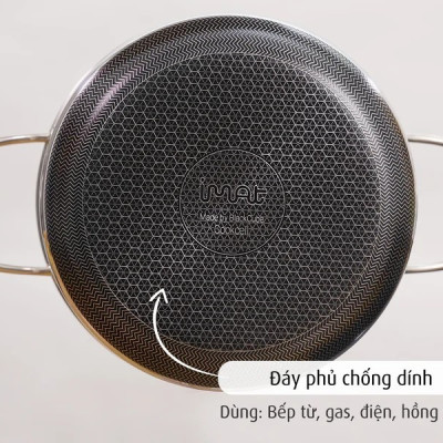 [Hàng chính hãng] Nồi nông inox iMat Blackcube 22cm, Cao 9.8cm, Thể tích 3.2l, Phủ chống dính Daikin-Nhật Bản thế hệ mới