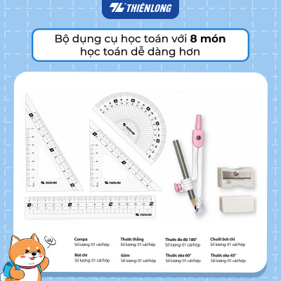 Bộ dụng cụ học Toán Thiên Long Joyee BTS-023 - 8 món