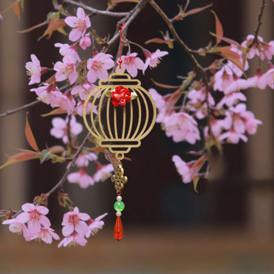 Bộ 11 dây treo trang trí Tết, phụ kiện handmade bằng gỗ sơn đỏ sang trọng , treo Mai, Đào, Lan- COMBO MIX11