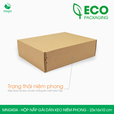 MNGK04 - 23x16x10cm - COMBO 20 HỘP CARTON NẮP GÀI HÔNG CÓ KEO NIÊM PHONG - THÙNG HỘP CARTON ĐÓNG HÀNG