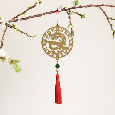 Bộ 11 dây treo trang trí Tết, phụ kiện handmade bằng gỗ sơn đỏ sang trọng , treo Mai, Đào, Lan- COMBO MIX11