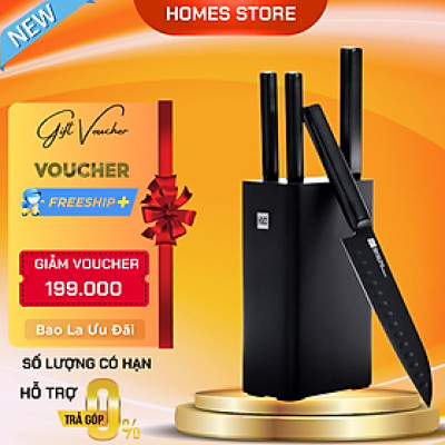 Bộ Dao Nhà Bếp Bằng Thép XIAOMI Huohou HU0076, Thép Không Gỉ Cao Cấp, 5 Món Kèm Hộp - Hàng Chính Hãng