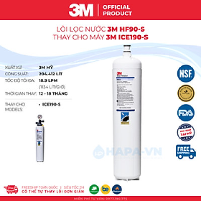 Lõi Lọc Nước 3M HF90-S Thay Cho Máy Lọc Nước 3M ICE190-S - Nhập Khẩu Mỹ, Hàng Chính Hãng 3M