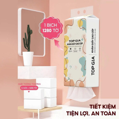 giấy treo tường TopGia giagia, đa sắc,3 màu,sắc việt,chữ C Khăn giấy cao cấp 4 lớp làm từ bột gỗ nguyên chất