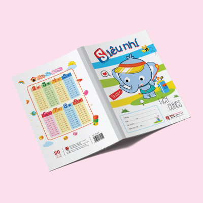 Lốc 10 Vở (Tập) Ô ly Siêu nhí Cao cấp 80 trang (4 ô ly - Giao mẫu ngẫu nhiên)