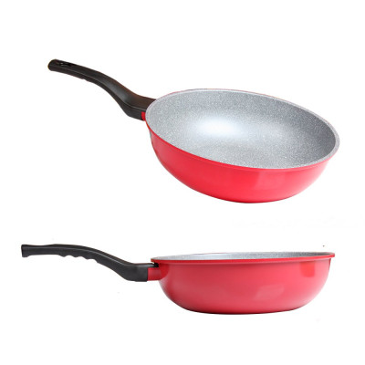 Tặng cặp nhấc nồi- Combo 2 món, nồi chống dính Kimscook  20cm và Chảo đúc Ecoramic sâu lòng 28 cm đỏ chính hãng Hàn Quốc