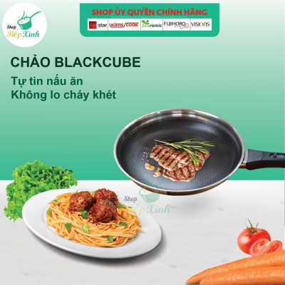 Bộ nồi chảo Blackcube 3 lớp đúc liền đáy từ đa năng chống dính Kims cook T&K  03-1 Pcs , tặng 1 sạn inox