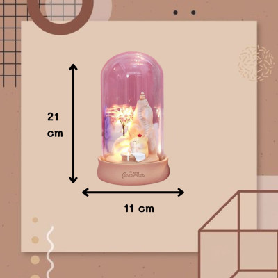 Hộp Trang Trí Mèo Hoàng Gia Trong Lồng Kính Có Đèn - Trang trí nhà cửa - Art House