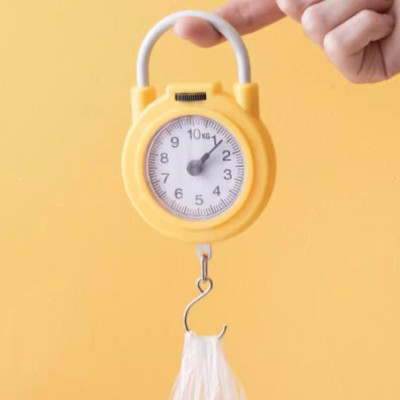 Cân cầm tay mini 10kg có móc treo tiện dụng cho việc đi chợ, du lịch, lò xo cơ học đồng hồ kim siêu chuẩn