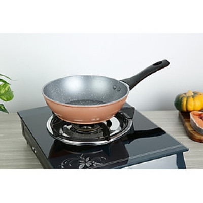 Chảo vân đá chống dính đáy từ 26 cm Greencook GCP221-26IH - Hàng Chính Hãng