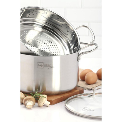 Bộ nồi chảo chống dính 3 lớp đáy liền Inox 304 Fivestar Plus FPB5006 nắp kính , bảo hành 25 năm - tặng 1 vá canh