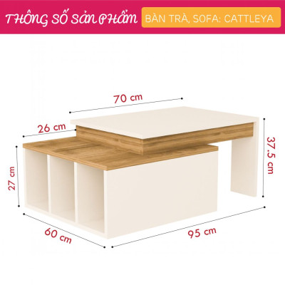 Bàn gỗ cafe bàn trà phòng khách SMLIFE Cattleya