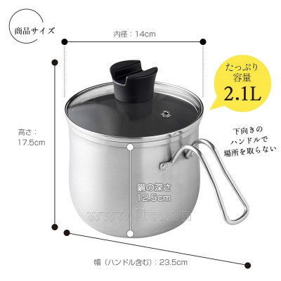Bộ nồi inox đa năng Hirosho Ernest Ippinbutsuso  dùng cho bếp từ size 14cm 2.1L - Hàng nhập khẩu Nhật Bản - CHÍNH HÃNG