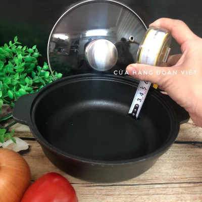 Nồi nhôm chống dính C.Lượng 18 cm - Kho thịt cá, cơm chiên, mì cay, om, kho tộ …Tiện ích cho gia đình, chuyên nghiệp. Ch