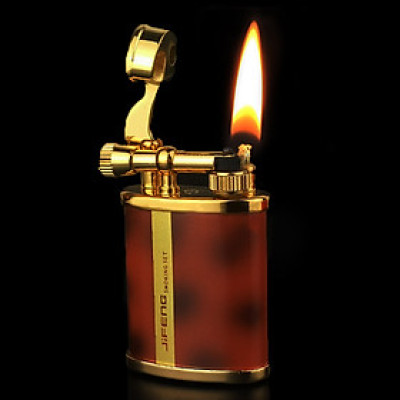 Vỏ Hộp Quẹt Bật Lửa Xăng Bấc Đá Jifeng JF-018 Họa Tiết Nâu Loang Đẹp Độc Lạ - Dùng Xăng Bấc Đá Cao Cấp