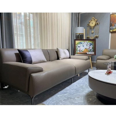 Combo ghế sofa băng da bò Italy Tundo màu xám cafe SFBCT24 2m2 /1m6 hàng cao cấp chuẩn da bò nhập khẩu Ý