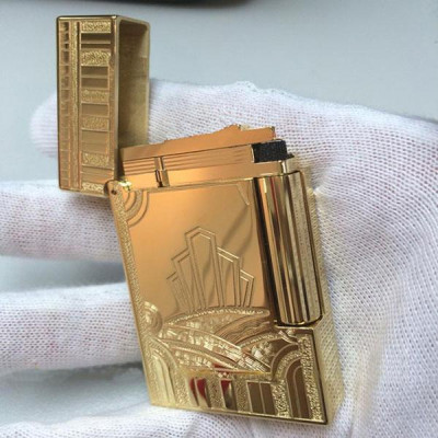 Vỏ Hột Quẹt Bật Lửa Upon Khắc Chìm 3D Dòng Sông Seine D87V Màu Vàng - Dùng Gas Đá Cao Cấp