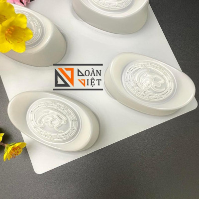 [THỎI VÀNG PLTT] Khuôn BÁNH DẺO, TRUNG THU RAU CÂU, NHẤN XÔI, BÁNH TỔ, RAU CÂU 3D - Hình THỎI VÀNG hoa văn PHÚC LỘC THỌ.