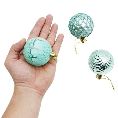 Hộp 12 Trái Châu Trang Trí Giáng Sinh - 6ADBCL12-H6 - Màu Xanh Mint