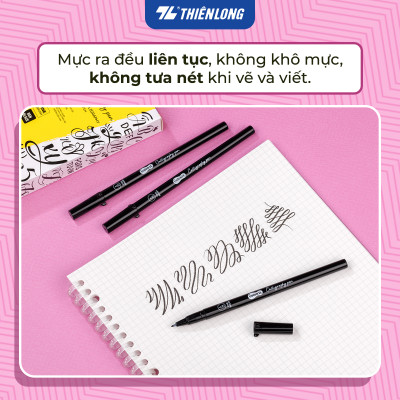 Combo 12 Bút viết Calligraphy Thiên Long Colokit DW-C005 - Mực kháng nước, đậm