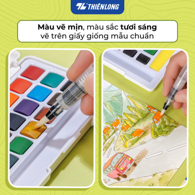 Màu nước nén 12/18/24 màu - Solid Water Color Thiên Long Colokit - Đạt tiêu chuẩn châu Âu