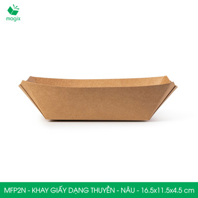 MFP2N - 16.5x11.5x4.5 cm - 25 khay giấy dáng thuyền đựng thức ăn, khay giấy đựng món tráng miệng