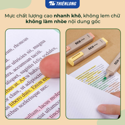 Bút dạ quang màu pastel - Eco Style Highlighter Thiên Long HL-015/ECO - Không mất nét khi photocopy