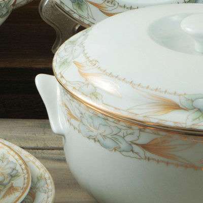 Âu sứ hai tai hoa dây đựng cơm, canh tiện lợi Long Phương