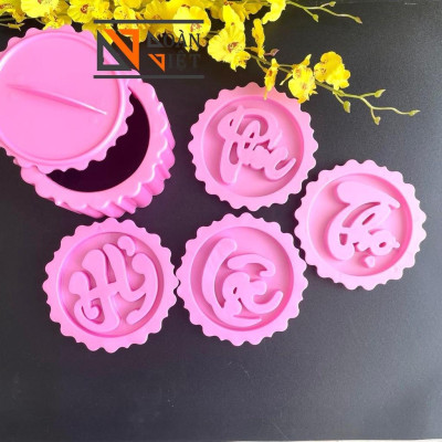 [BỘ 4 MẶT KHUÔN] Khuôn TRÒN NHẤN XÔI sắc nét - Bộ 4 hình PHÚC LỘC THỌ 14cm - NHỰA VIỆT NAM, ATSK. Chuyên phục vụ Sp Gia