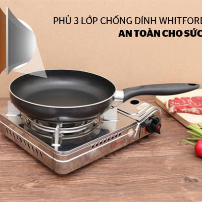 Chảo chống dính trơn SUNHOUSE Size 18-30cm CT18 CT20 CT24 CT26 CT28 CT30 chống dính Whitford (USA) cao cấp, không dùng bếp từ - Hàng chính hãng
