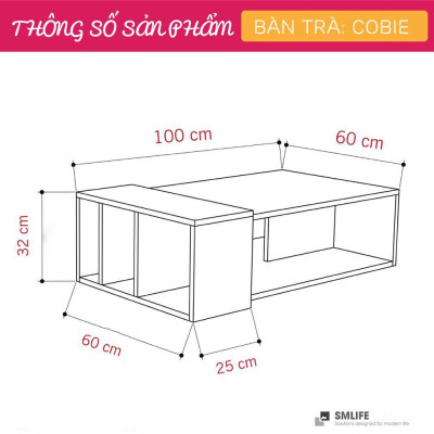 Bàn sofa phòng khách bằng gỗ công nghiệp SMLIFE Cobie