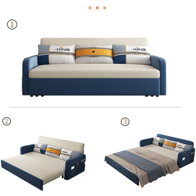 Sofa giường đa năng hộc kéo HGK-03 ngăn chứa đồ tiện dụng Juno Sofa KT 1m8 phối trắng xanh 