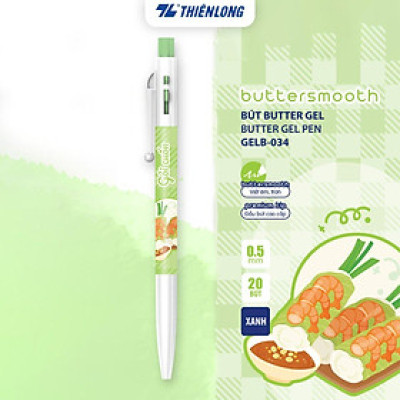 Bút gel B - Buttersmooth Gel Thiên Long GELB-034 - Premium Tip viết êm, trơn - Mực Xanh