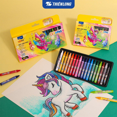 Bút sáp 12/18 màu Thiên Long Colokit - Màu sắc tươi sáng Phủ đều màu Bền màu - Phiên bản Akooland