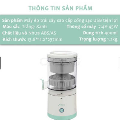 [KOSUYTU] Máy Ép Hoa Quả Tự Động Không Dây - Máy Vắt Ép Chậm Trái Cây Tự Động Nhỏ Gọn Sạc USB