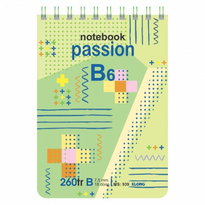 Sổ kẻ ngang lò xo kép ngang KLONG B6 260 trang 70/76; MS: 939