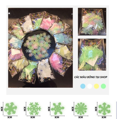 Ngôi sao - hoa tuyết dạ quang 3cm - 2 bộ (150 ngôi sao và hoa)