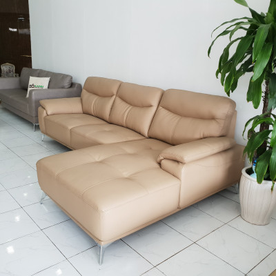 Bộ Ghế Salon Da Cao Cấp _ Sofa Phòng Khách _ Màu Kem _ Size 2700 x 1700
