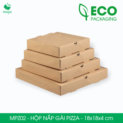 MPZ02 - 18x18x4 cm - 60 Hộp nắp gài pizza đa dụng - Hộp nắp gập, hộp carton gói hàng, hộp quà
