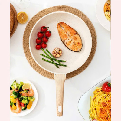 Chảo Chống Dính Bếp Từ Vân Đá Kiểu Nhật 20-30cm, Đáy Từ Ceramic Cán Gỗ [Hàng Loại Một] - HÀNG CHÍNH HÃNG MINIIN