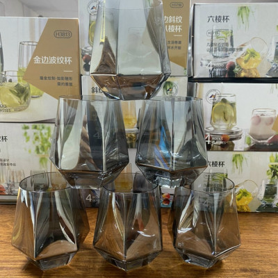 Bộ 6 cốc thủy tinh chịu nhiệt cao cấp vân đá - ANTH675